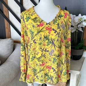 Counterparts Yellow Floral Blouse large women’s top